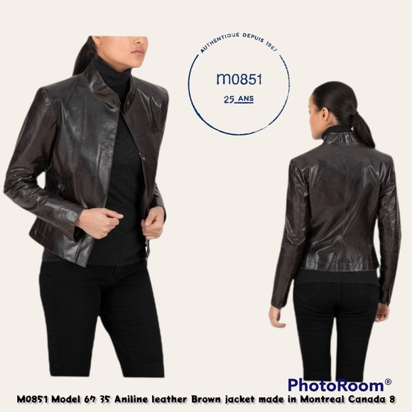 M0851 style # 67 35 made in Montreal Jackets & Blazers - M0851 Model 67 35 Italian Aniline leather Brown spring jacket Montreal Canada 8